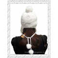 6 linha de costura Earflap Knitted Beanie Hat com Fleece Inside (1-3556)
